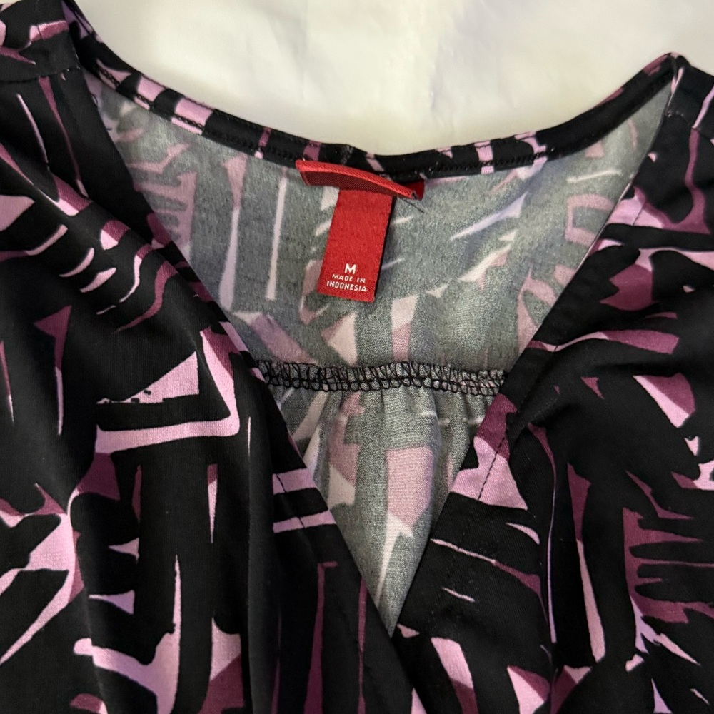 Merona Sleeveless Patterned Black & Purple Flowy Dress - Picture 6 of 13